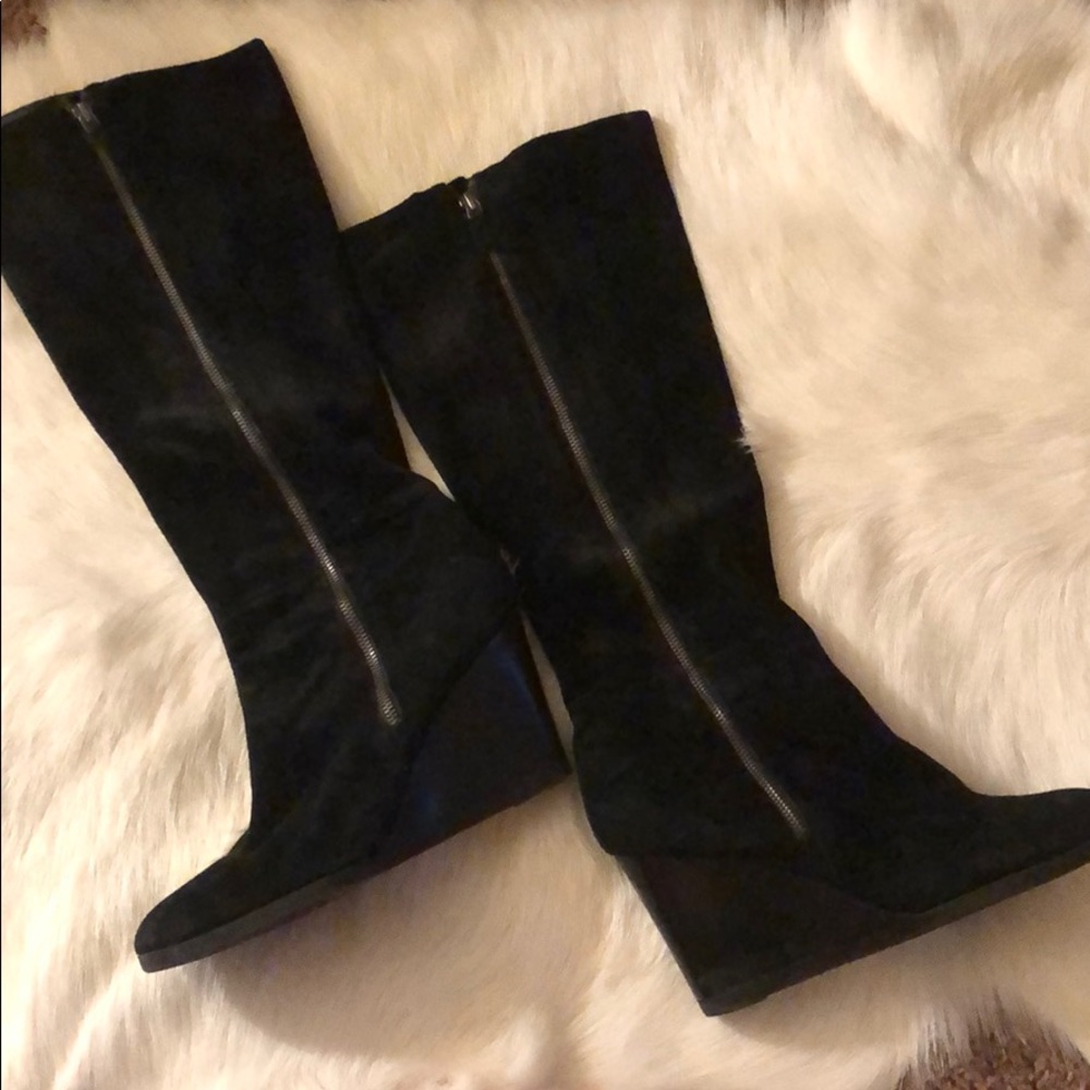 Franco Sarto- Suede wedge knee high boots